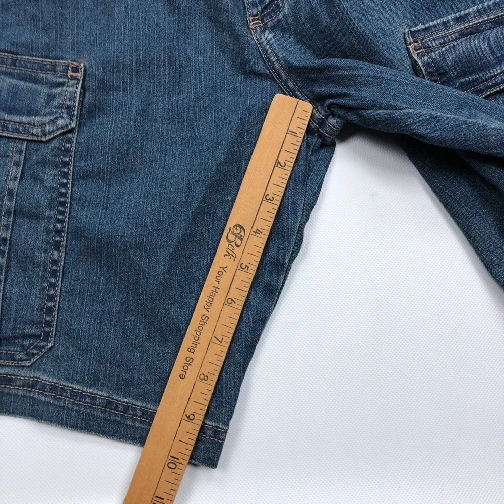 Wrangler Mens Denim Cargo Shorts Blue Size 32 Stretch Jean Jorts